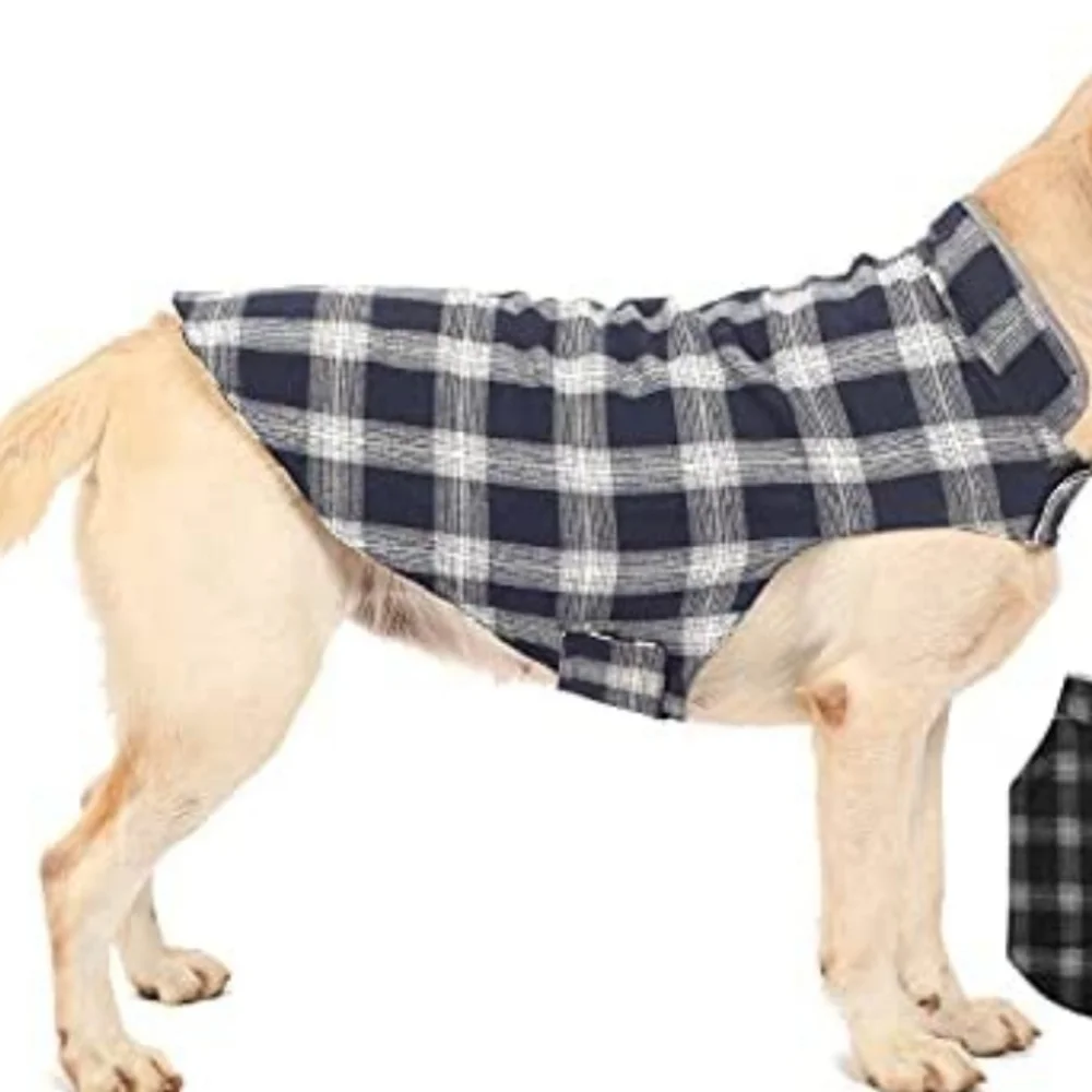 Letydog Dog Reflective British Plaid Reversible Jacket Size S